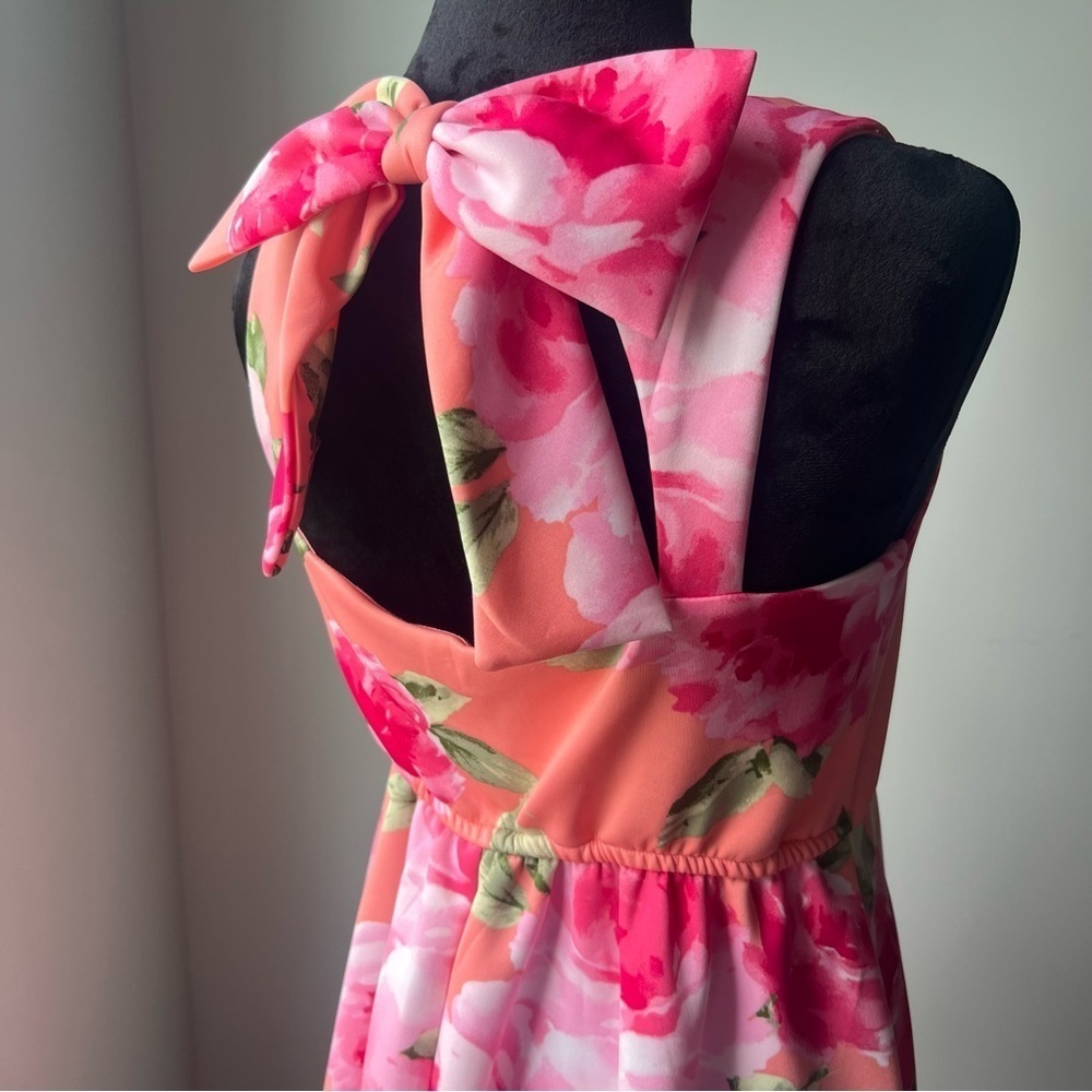 Bonnie Jean Coral Flower Dress - Size 16 - Picture 10 of 14